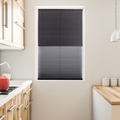  Plise Perde  Çiftli Sistem Gri Tül / Antrasit Kumaş