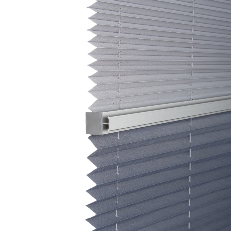  Plise Perde Çiftli Sistem Gri Tül / Gri Kumaş