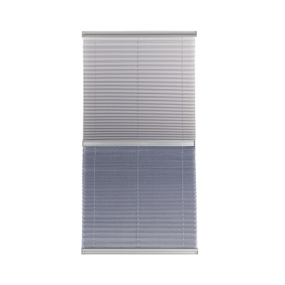  Plise Perde Çiftli Sistem Gri Tül / Gri Kumaş